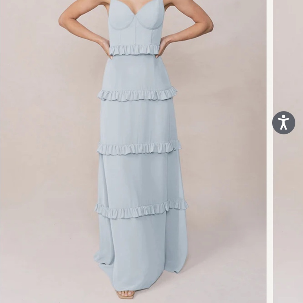 Revelry Sloan Chiffon Sky Blue Ruffle Dress